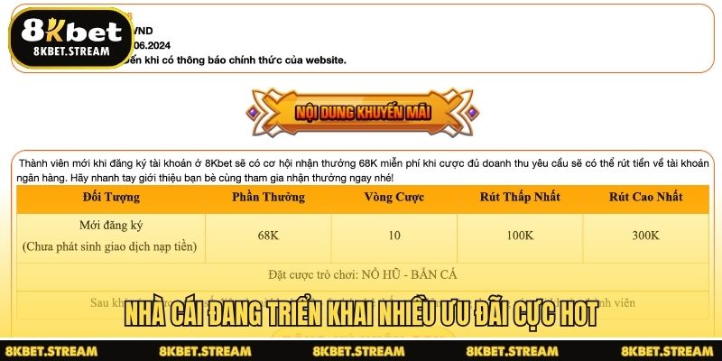 Nhà cái đang triển khai nhiều ưu đãi cực hot