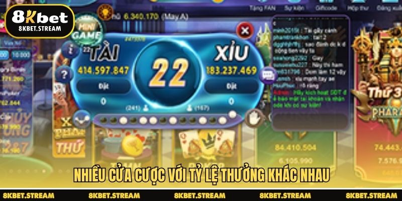 Nhiều cửa cược với tỷ lệ thưởng khác nhau